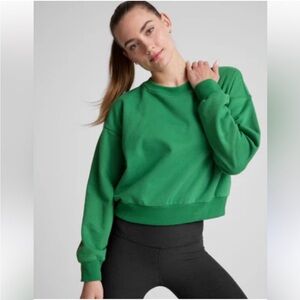 Beyond Yoga LuxeFleece Crewneck Sweatshirt S Green Cozy Pullover Athleisure soft